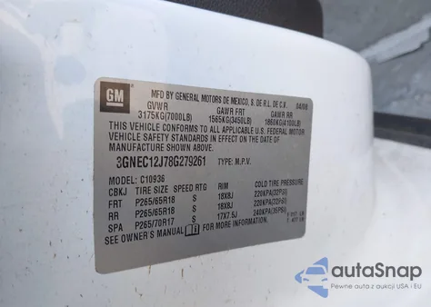 2008 Chevrolet Avalanche 1500 Lt from USA, damaged, VIN 3GNEC12J78G279261